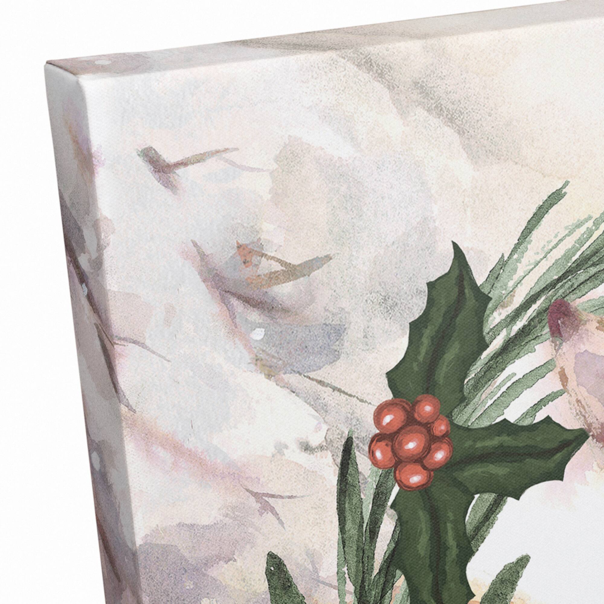 Seasonal Deer Wreath Canvas Wall Art